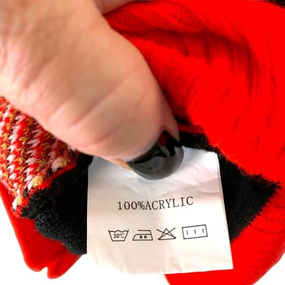 Men's Size XL Christmas Black and Red Cardigan Themed Pictures & Holly - Picture 8 of 9